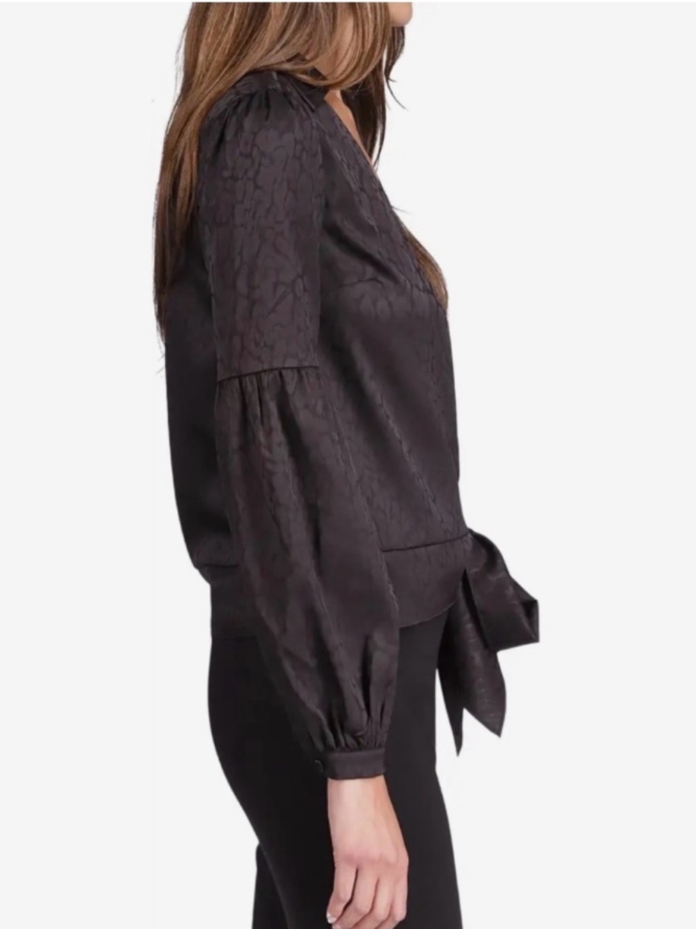 MICHAEL Michael Kors Black Satin Wrap Tie Blouse - Picture 3 of 7